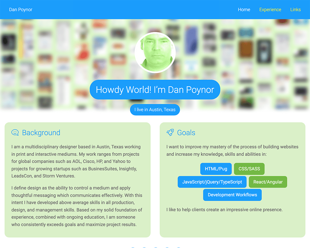 Screenshot of Personal Profile Page project