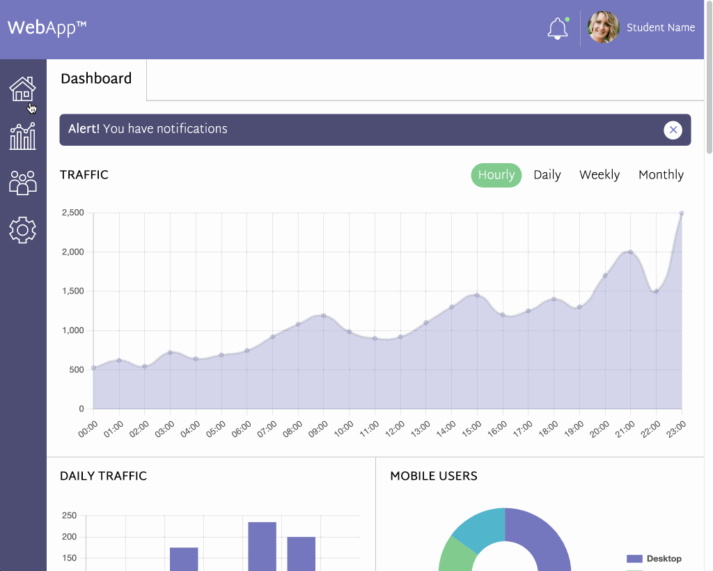 Screenshot of Social WebApp Dashboard project